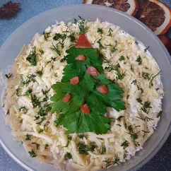 Салат с ветчиной, апельсинами и курицей