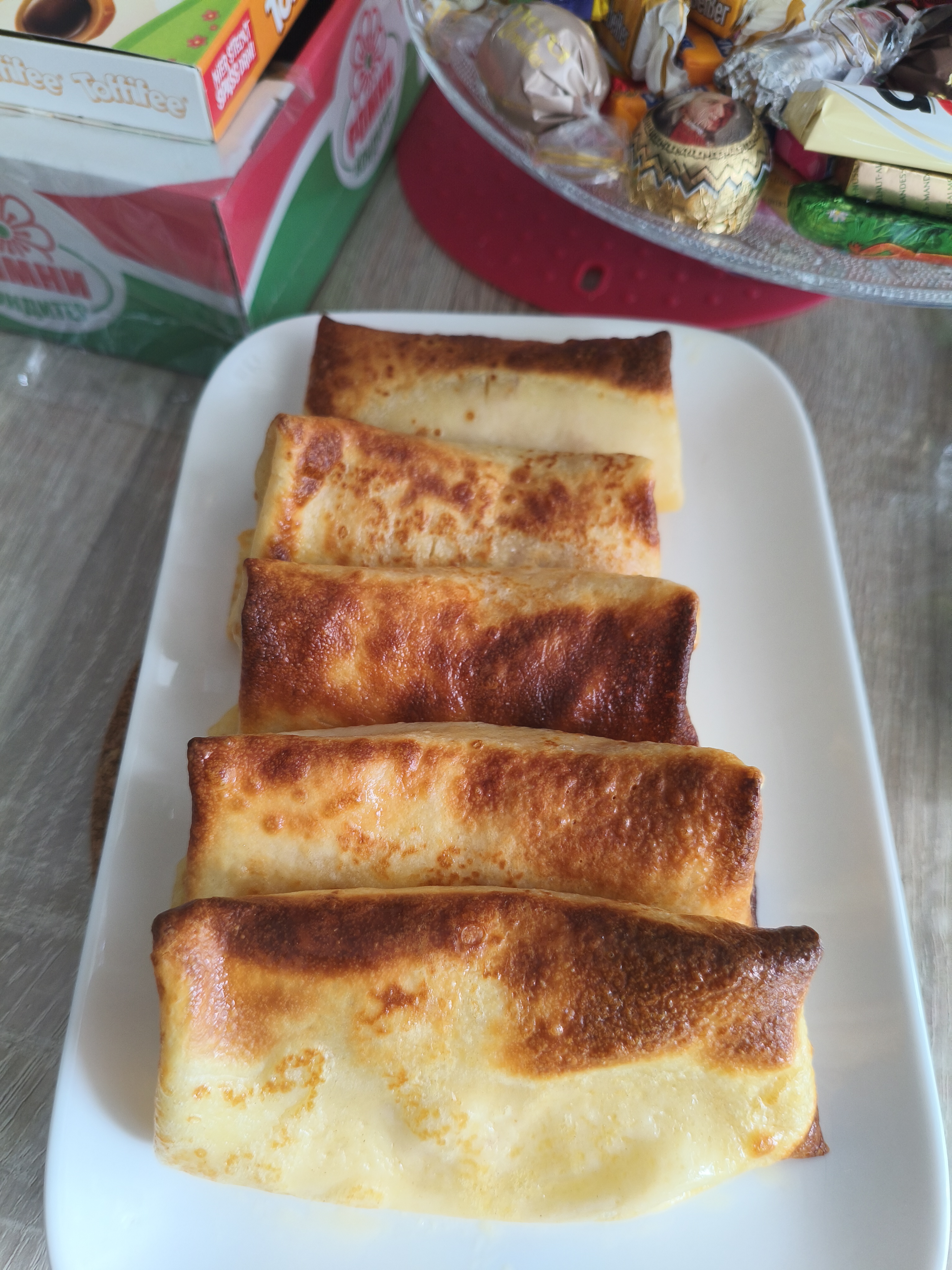 Блины на молоке с творогом