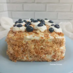 Торт из слоёного теста со сметанно-масляным кремом