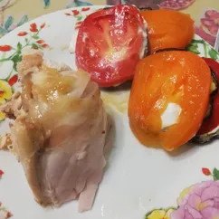 Запеченная курочка 🐔и Баклажаны 🍆 с помидорами 🍅 пп