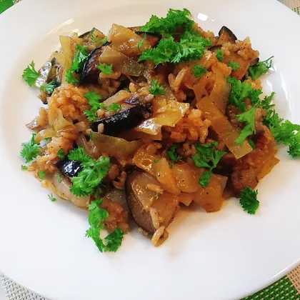 Рис с баклажанами - Вкуснейший гарнир к мясу или рыбе!