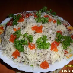 Салат с куриной печенью