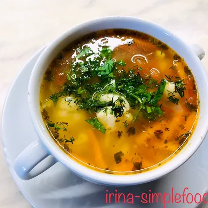 Постный овощной суп с вермишелью