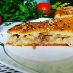 Заливной пирог с курицей и грибами