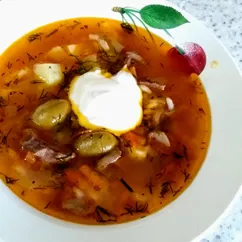 Рассольник с сердцем и оливками