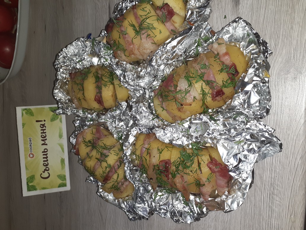 Картошка-гармошка с салом и беконом – пошаговый рецепт с фото приготовления в мультиварке