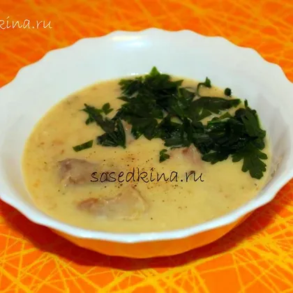 Картофельный крем-суп с печёным чесноком и индейкой