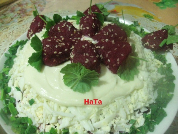 Сельдь "под шубой" с русскими бобами