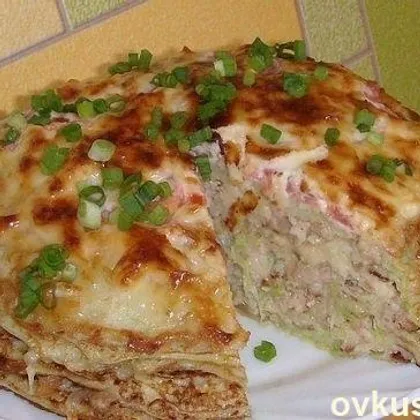 Кабачково-сырный тортик с мясом