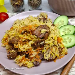Рис с куриной печенью в мультиварке