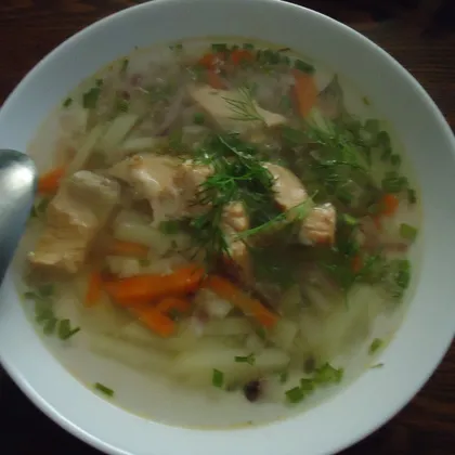 Нежный, лёгкий суп из сёмги, приготовленный в мультиварке