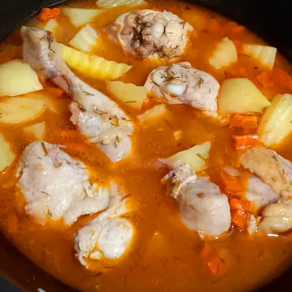 Жаркое из курицы с овощами в казане