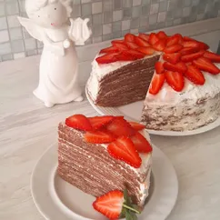 Торт из шоколадных блинчиков со сливочным кремом! 🍰🍓