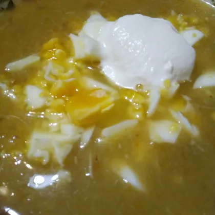Суп-пюре из брокколи с куриным мясом и яйцом