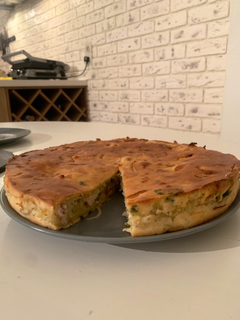 Заливной картофельно-куриный пирог 🥧