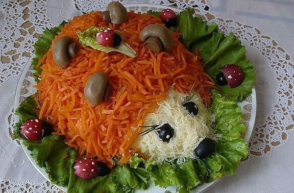 Салат ёжик с корейской морковкой
