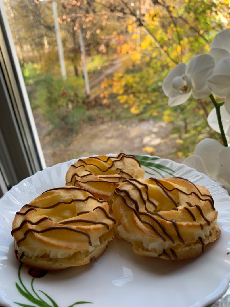 Заварные колечки с кремом-чиз🥯