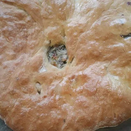 Пирог с ботвой свёклы,творожным сыром и зеленью