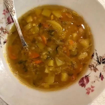 Суп с красной чечевицей и капустой