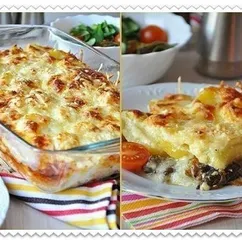 Сливочно - сырная запеканка с грибами и картофелем