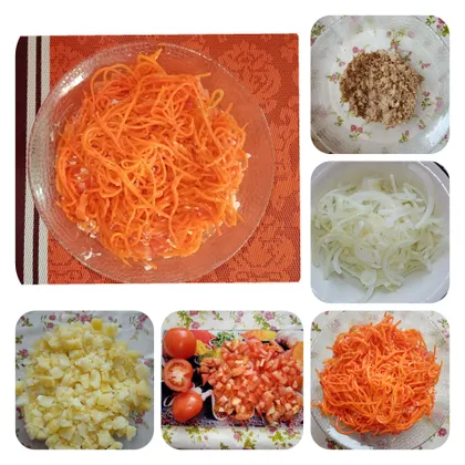 Салат с фаршем и морковчей