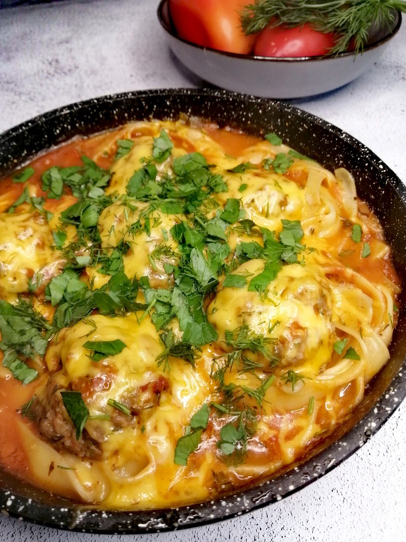 Макароны "Гнезда" с котлетками