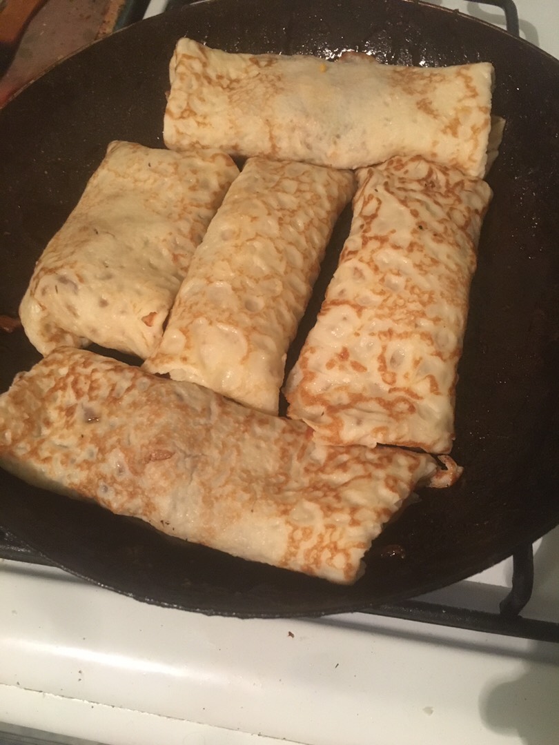 Рисовые блинчики с сыром и курицей терияки