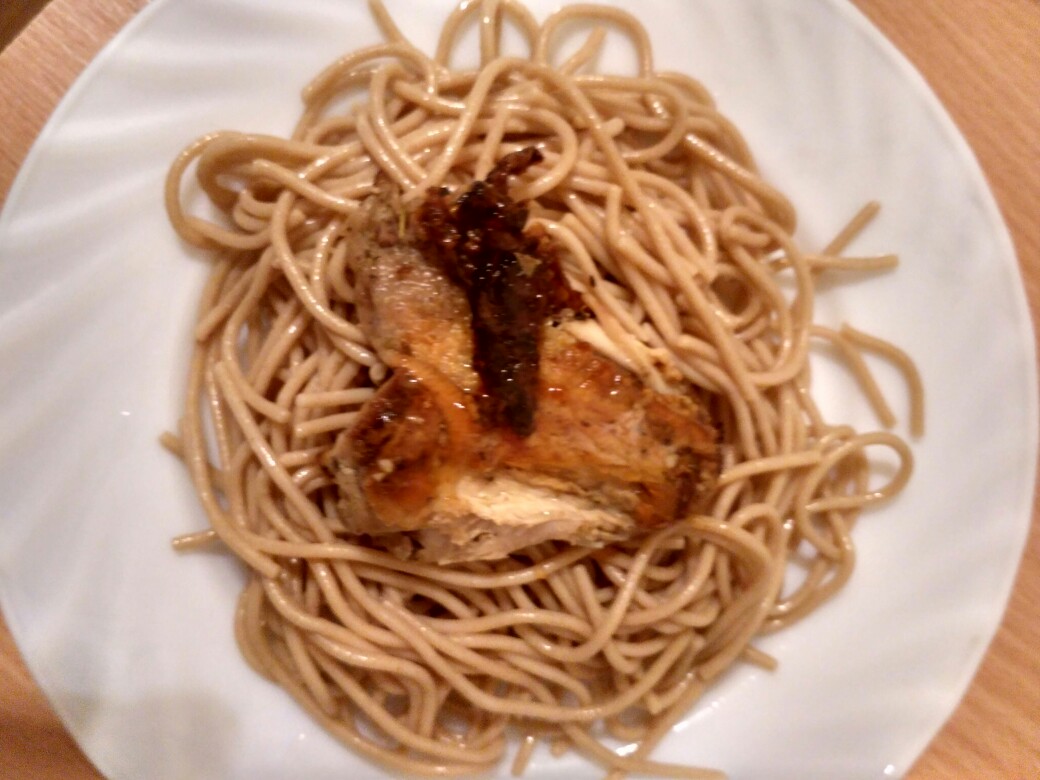 Курица с гречневой лапшой