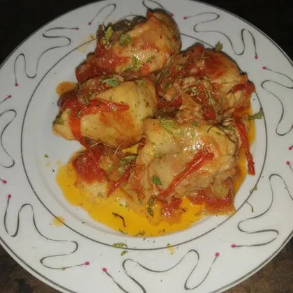 Курица со свежими томатами(вкусно и просто)