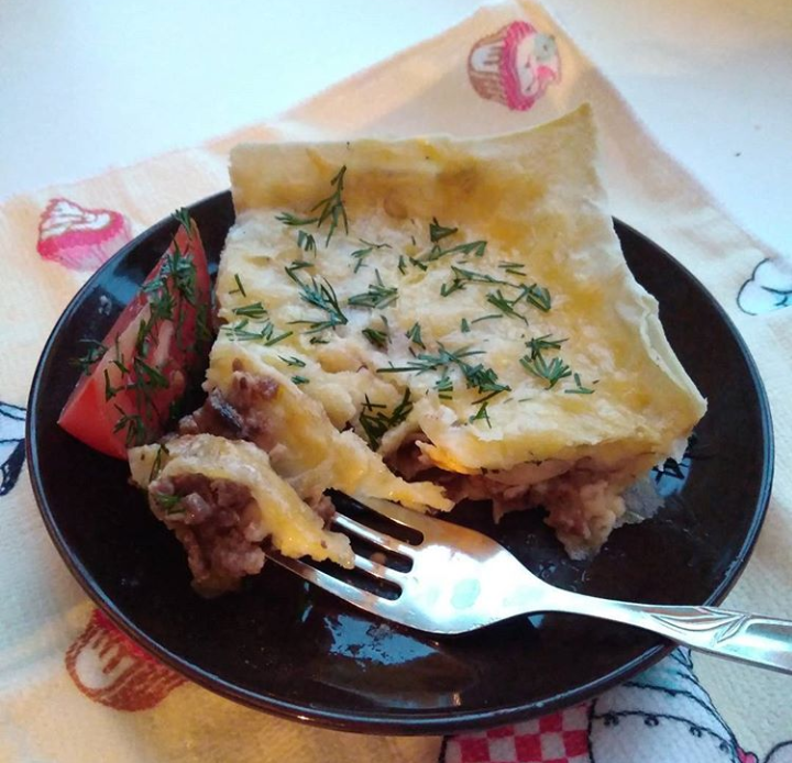 Ленивая лазанья с грибами