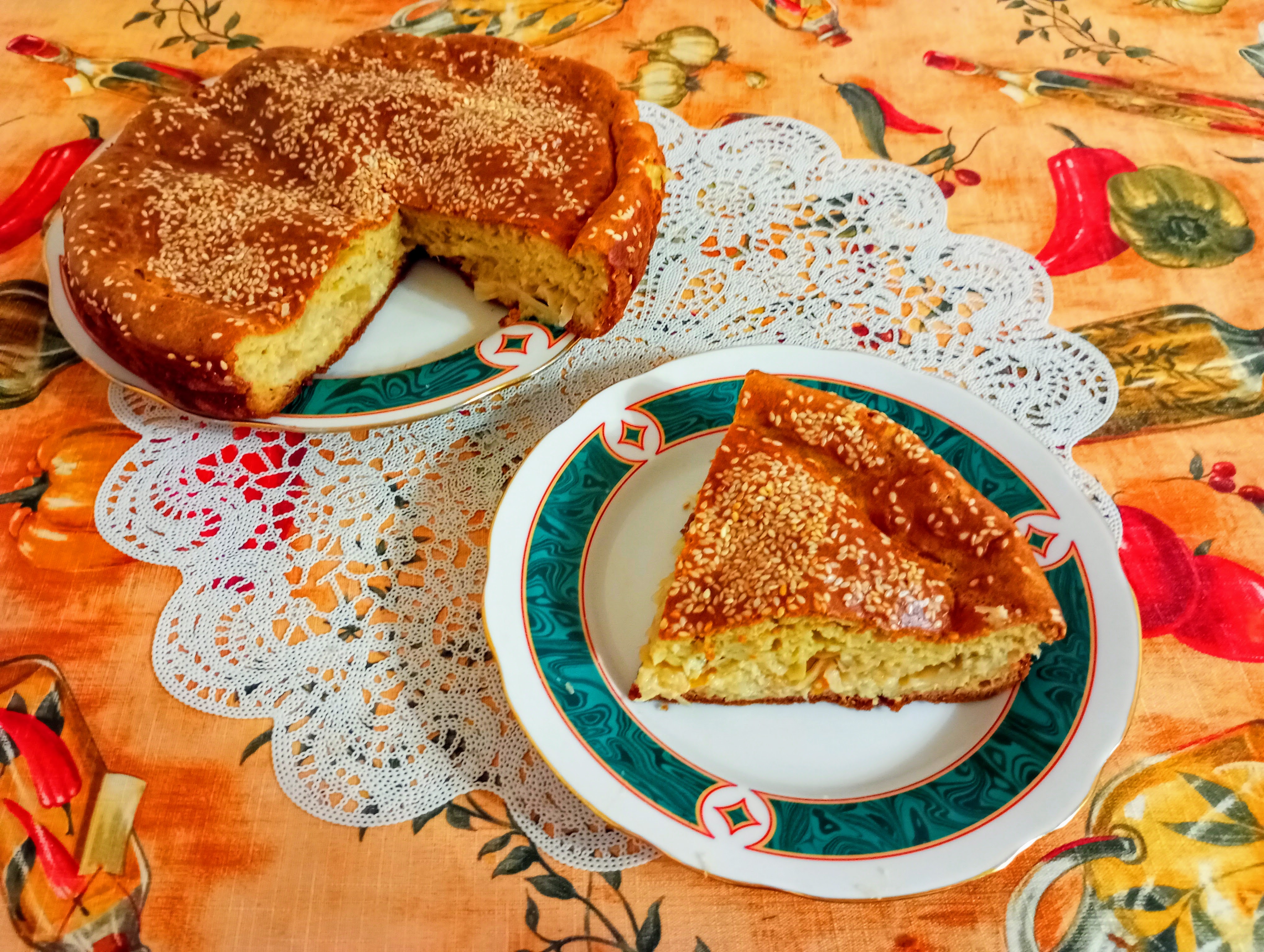 Заливной пирог с капустой