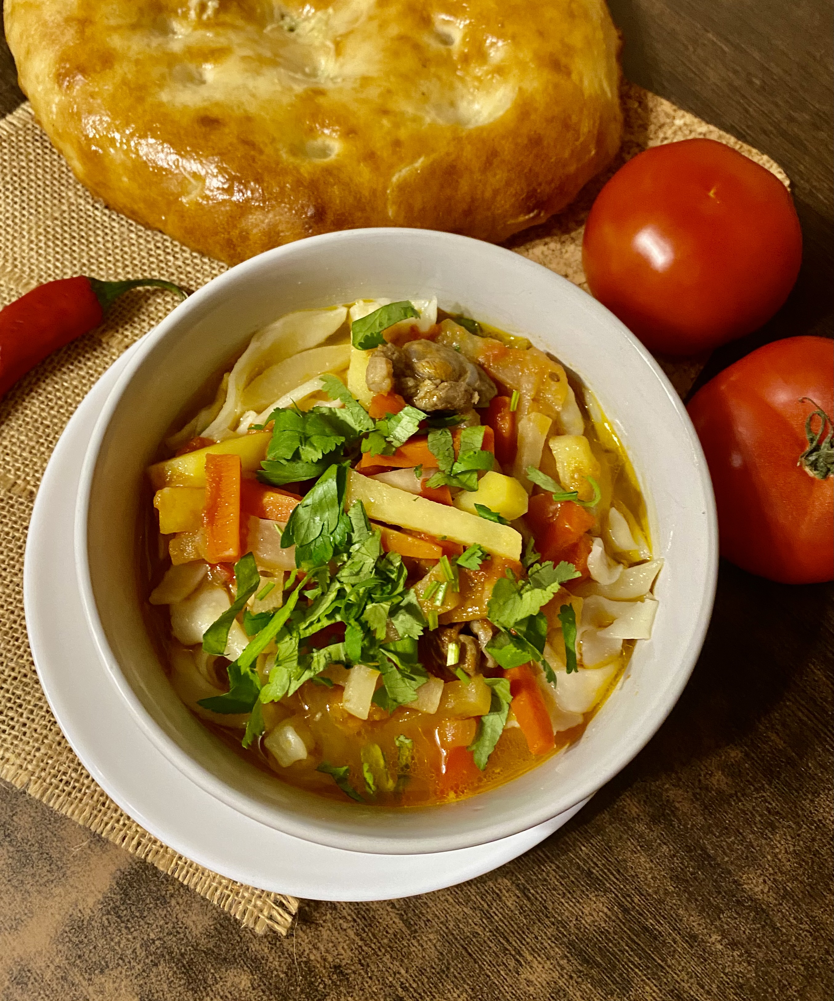  🇺🇿 Лагман - тянутая лапша с соусом из мяса с овощами