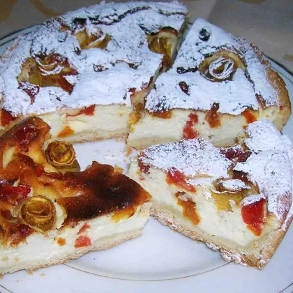 Творожный пирог с помидорками черри и тыквой (вариант с сахаром)