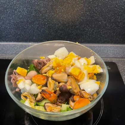 Супер белковый пп салат для сушки тела (с мидиями и осьминогами)