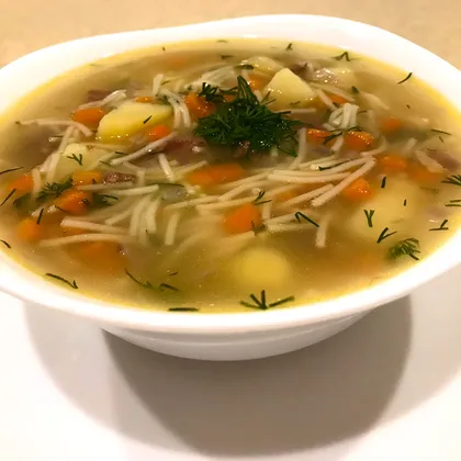 Суп лапша с тушёнкой