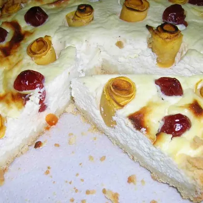 Творожный пирог с помидорками черри и тыквой (вариант без сахара)