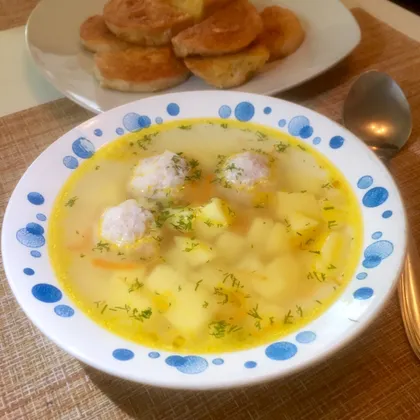Суп картофельный с куриными тефтельками