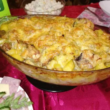 'Мясо по капитански с курицей'