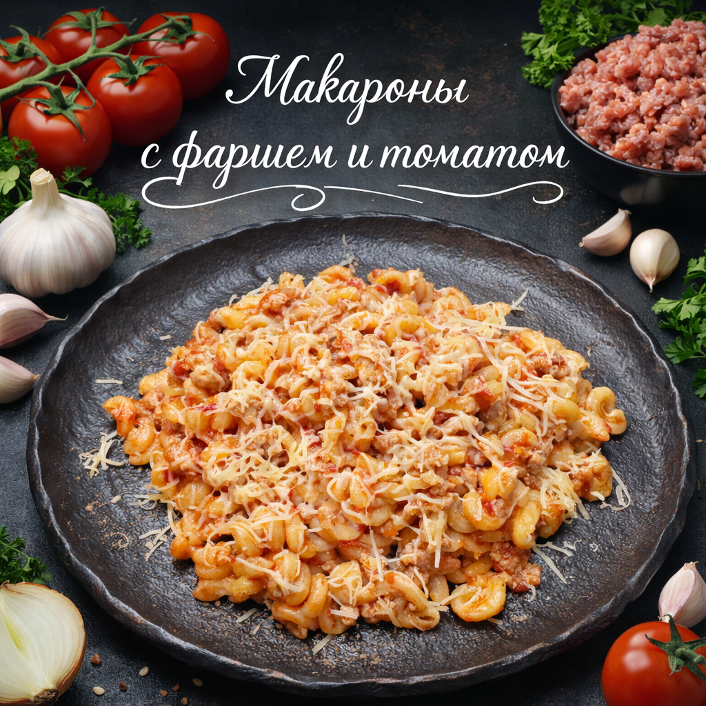 Макароны с фаршем и томатом