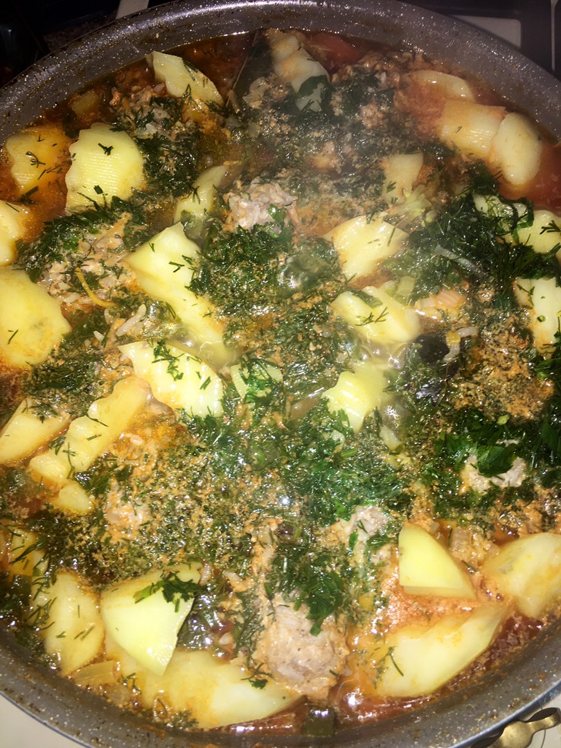 Ёжики мясные с картошкой