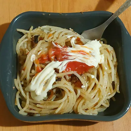 Спагетти с мясной поджаркой!
