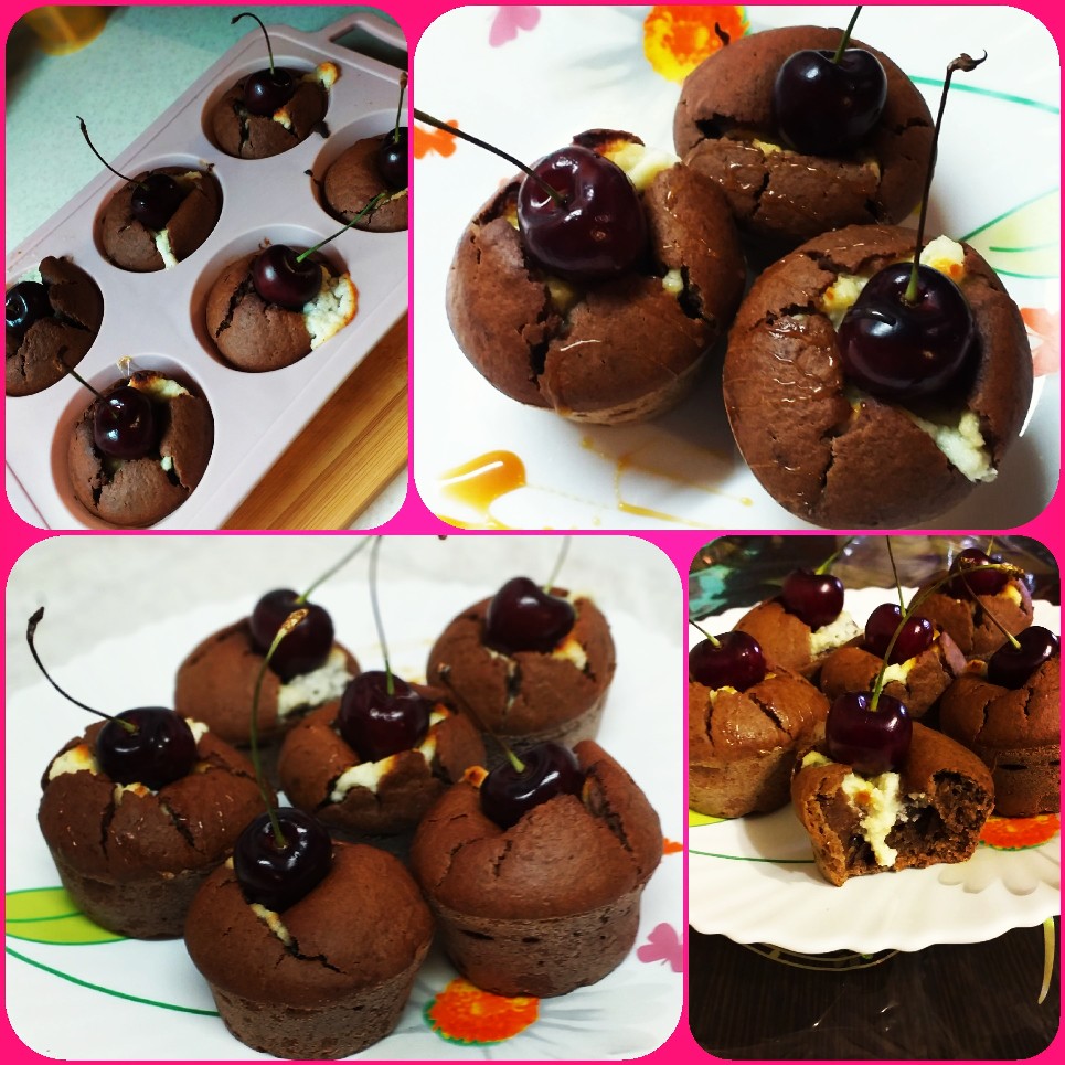 Шоколадные кексы с творожной начинкой - рецепт автора Лариса 🏃🏼‍♂️