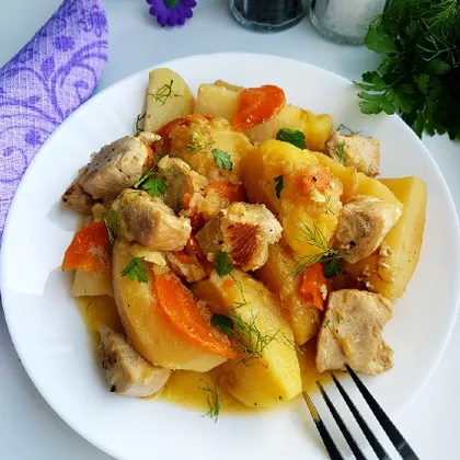 Картошка, тушенная с курицей - пошаговый рецепт с фото на Готовим дома