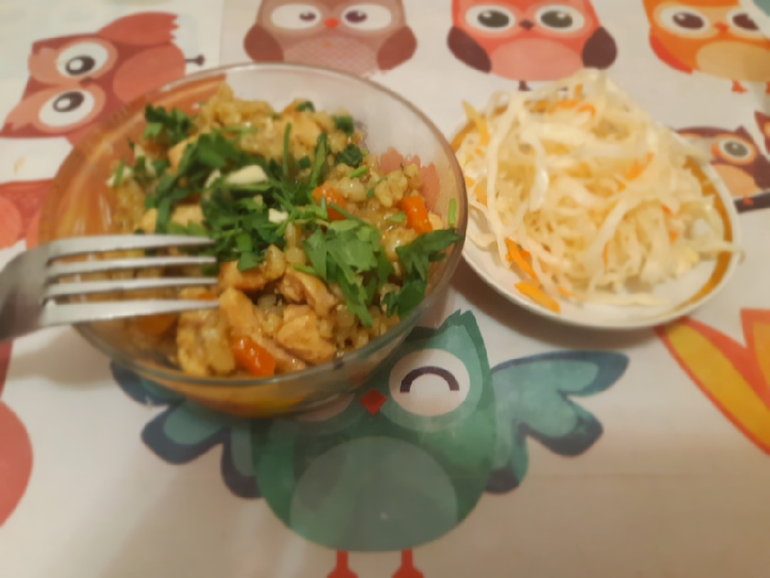 Плов из перловки с курицей