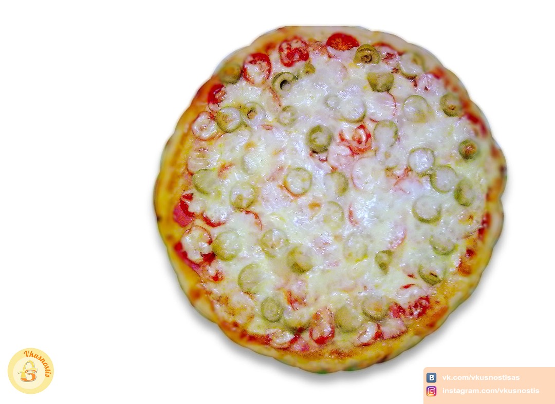 Рецепт №4: «Пицца с оливками и докторской колбасой» 🍕
