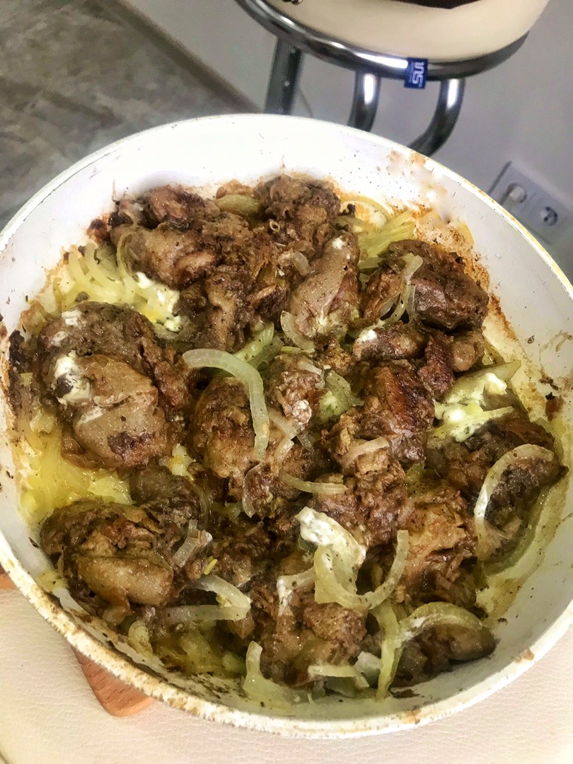 Печень куриная с луком