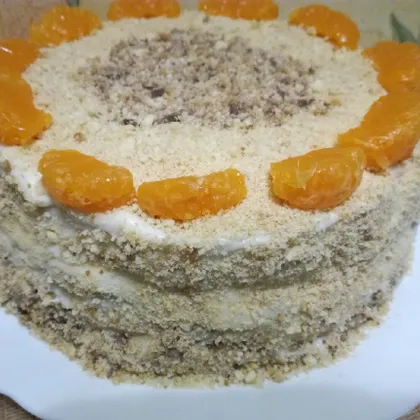 Торт на сковороде с творожными коржами