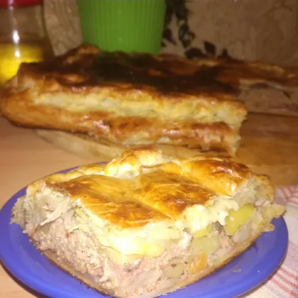Пирог с картофелем, фаршем и сыром