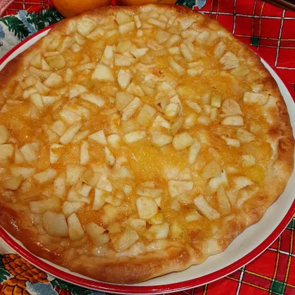 Дрожжевой пирог с апельсином, яблоком/ открытая шарлотка🧡🍏💚🍊