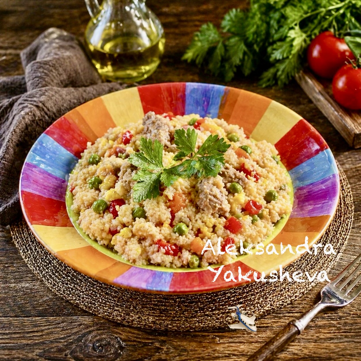 Крупа Кус-Кус с овощами и индейкой в мультиварке